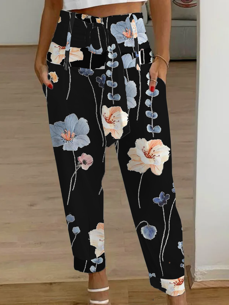 Casual Floral Loose Cargo Pants  WX114 - fabuloryshop