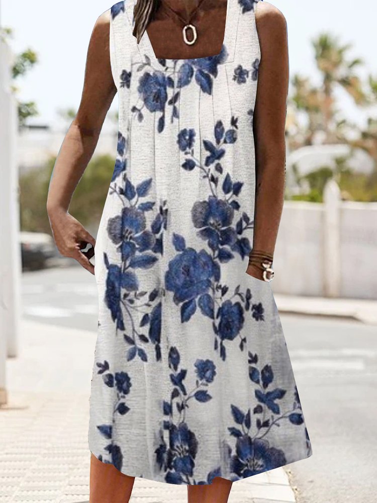 Casual Floral Loose Dress With No Belt  WL97