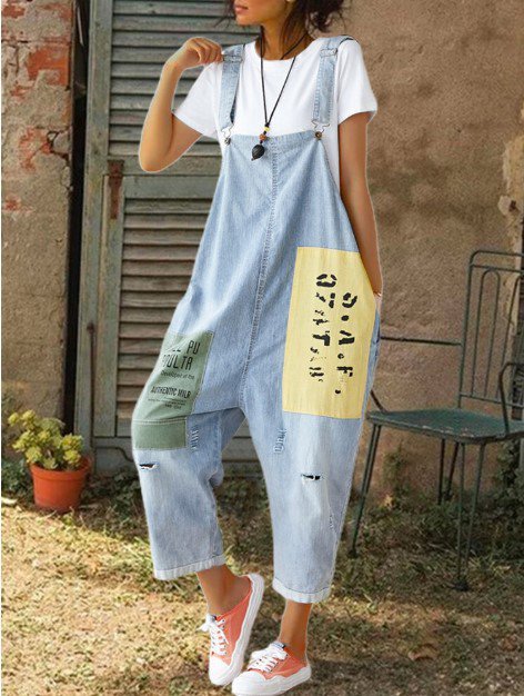 Cocoon Brushed Casual Letter Jumpsuit  WD101