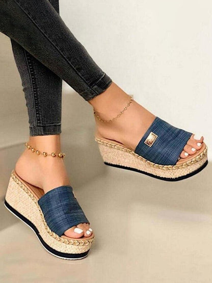 Resort Hemp Rope Sole Wedge Sandals  QI115 - fabuloryshop