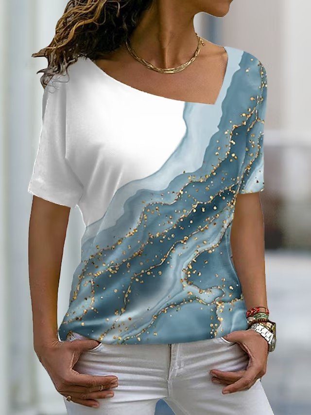Gradient Pattern Casual Loose T-Shirt  WG70 - fabuloryshop