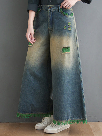 Original Split-Joint Column Wide Leg Denim Pants LY3931 - fabuloryshop