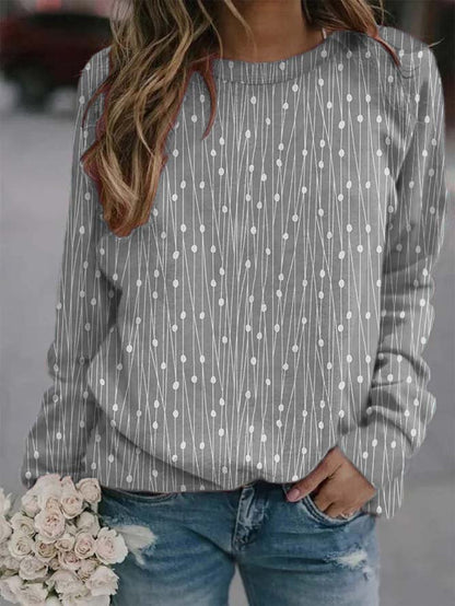 Polka Dots Casual Long sleeve Sweatshirt  WZ74 - fabuloryshop