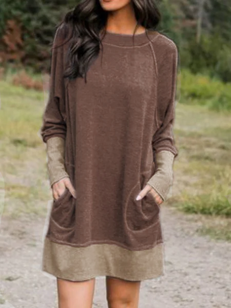 Cotton-Blend Long Sleeve Casual Knitting Dress  WO115 - fabuloryshop