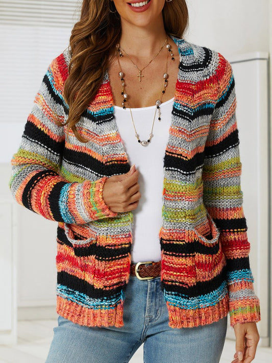Long Sleeve Casual Striped Sweater coat  QL113 - fabuloryshop