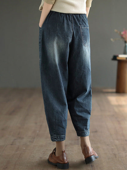 Casual Loose Embroidered Elasticity Harem Denim Pants LY3970 - fabuloryshop