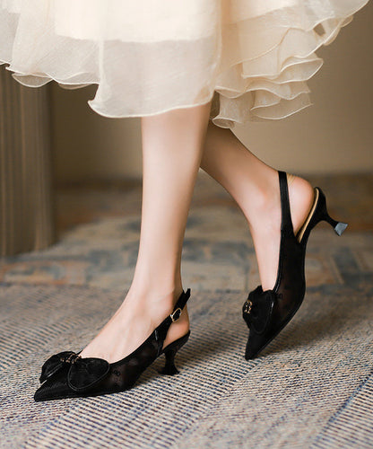 Splicing Bow Stiletto Sandals Pointed Toe AH364