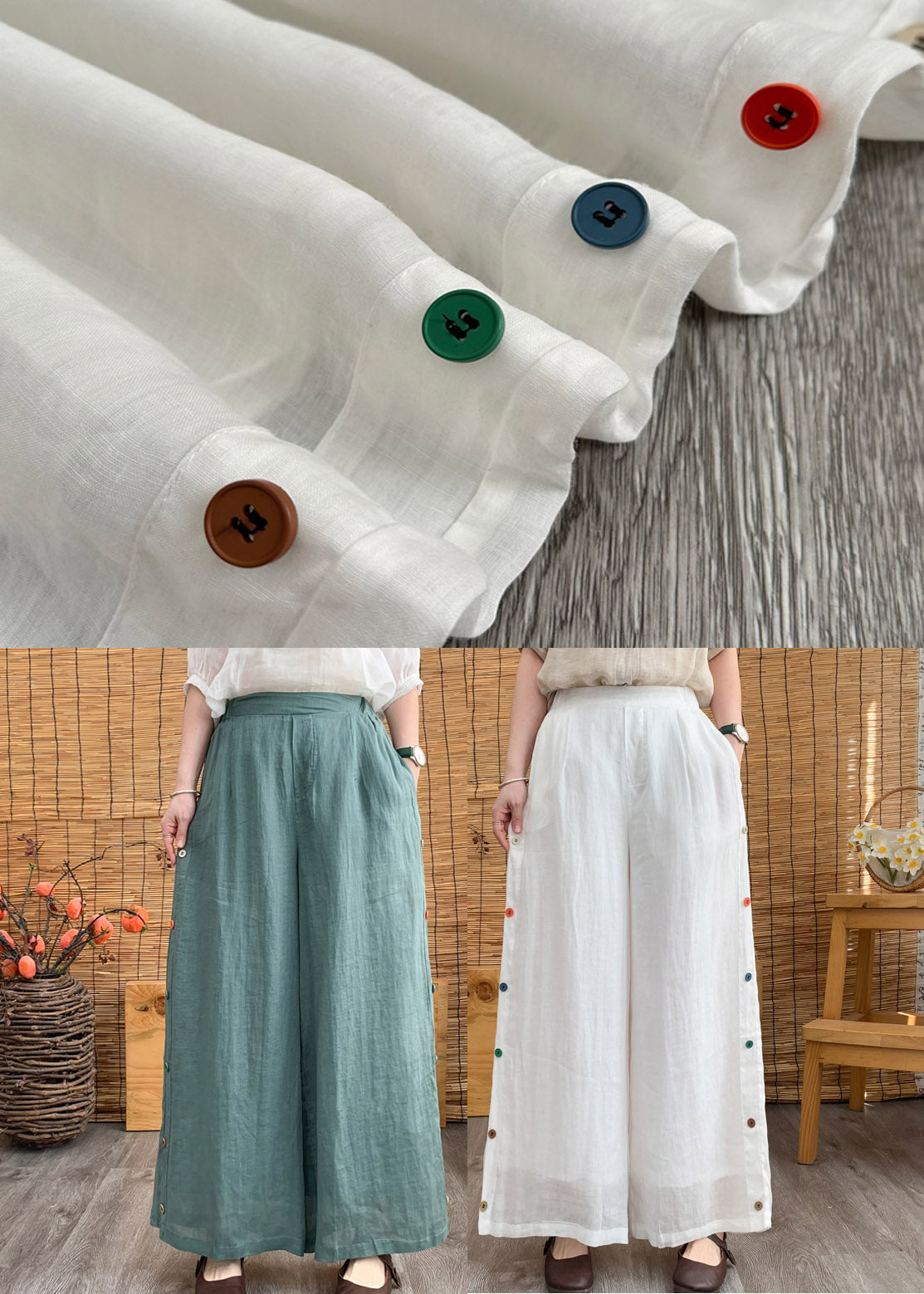 Aqua High Waist Solid Linen Long Pants LY4481 - fabuloryshop