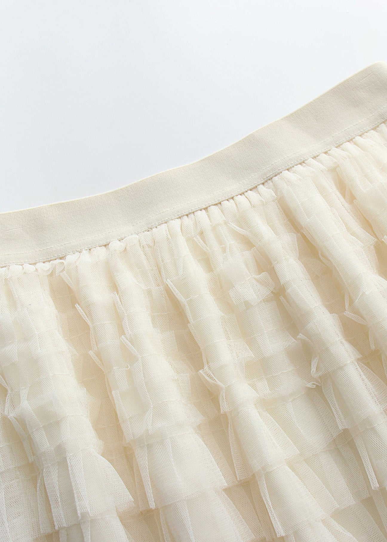 Art Beige Elastic Waist Tulle Maxi Cake Skirts Summer TY1087 - fabuloryshop