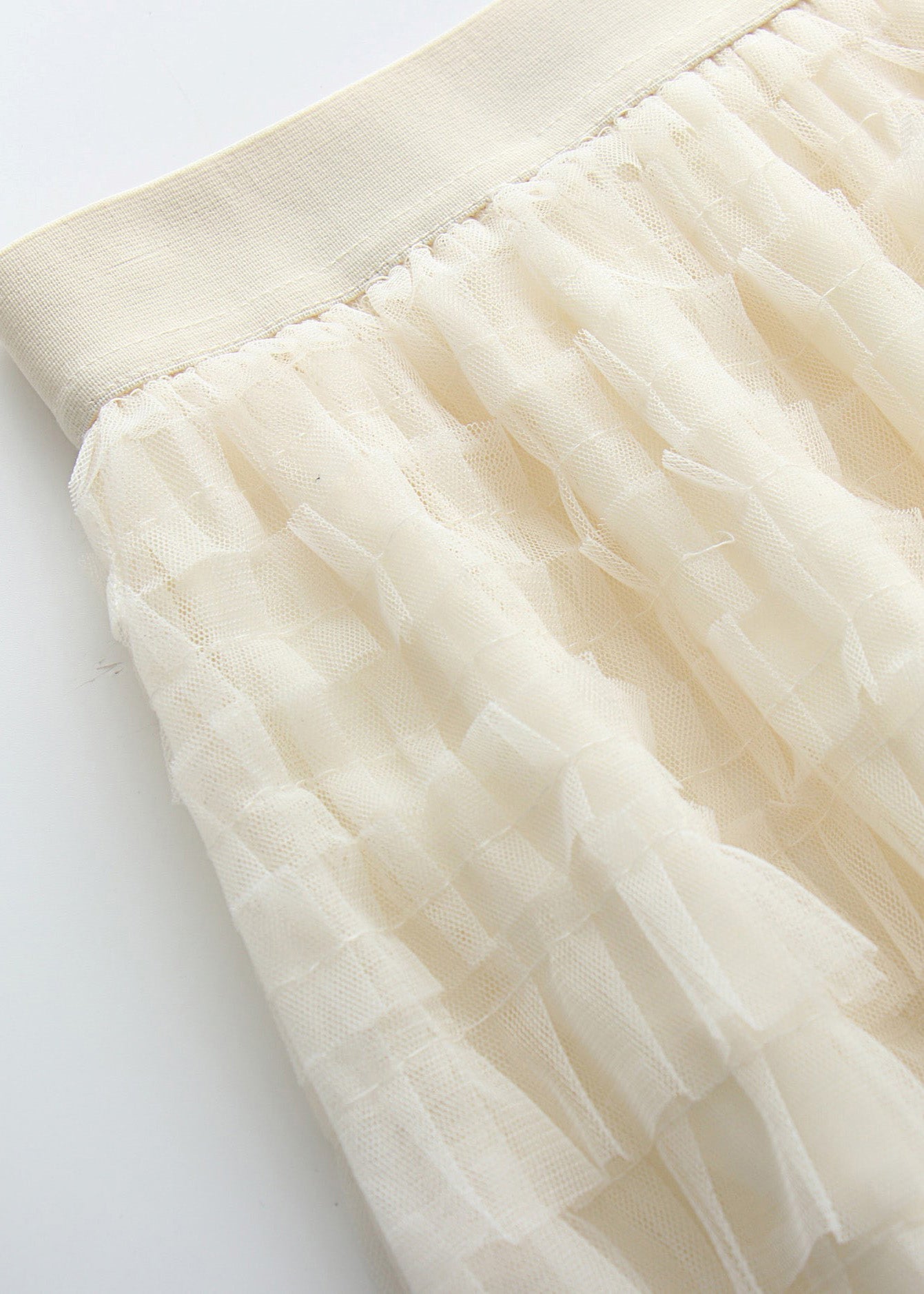 Art Beige Elastic Waist Tulle Maxi Cake Skirts Summer TY1087 - fabuloryshop