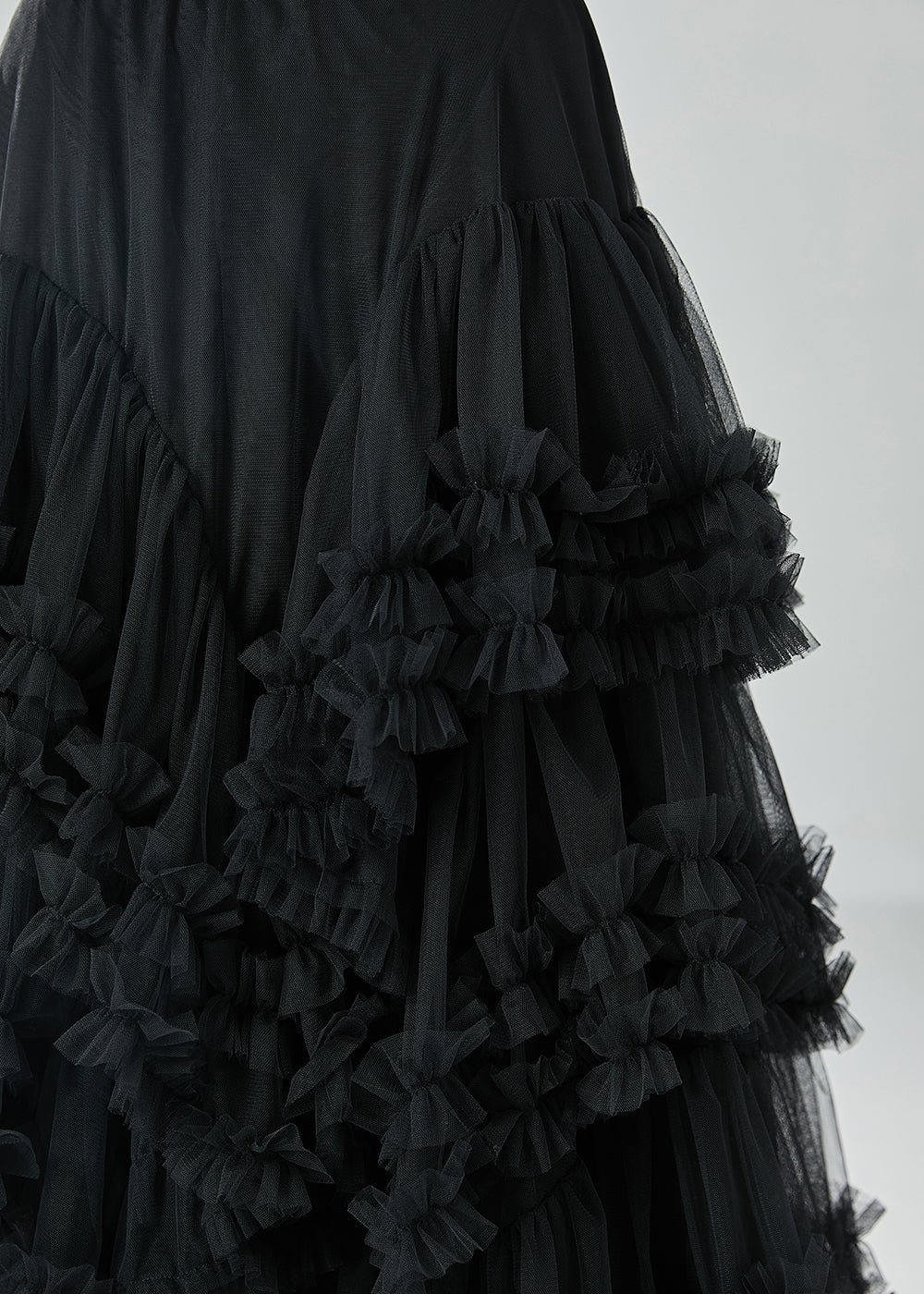 Art Black Asymmetrical Patchwork Ruffled Tulle Beach Skirts Summer LY6056 - fabuloryshop