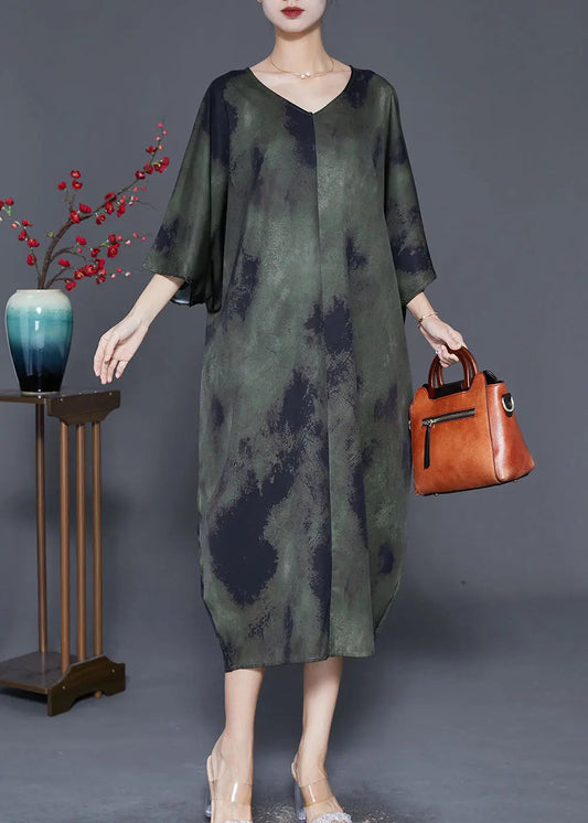 Art Blackish Green Oversized Tie Dye Vacation Dresses Fall Ada Fashion