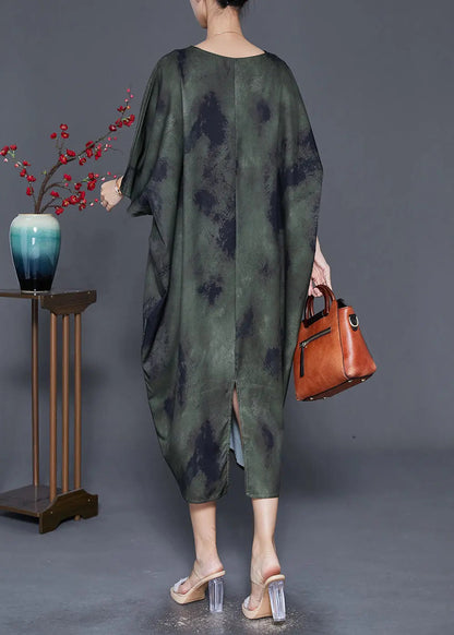 Art Blackish Green Oversized Tie Dye Vacation Dresses Fall Ada Fashion