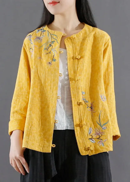 Art Blue Jacquard Embroideried Patchwork Cotton Coat Fall Ada Fashion