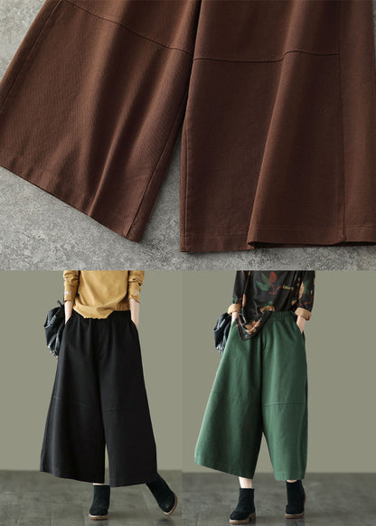 Art Chocolate Elastic Waist Patchwork Cotton Wide Leg Pants Spring TG1004 - fabuloryshop