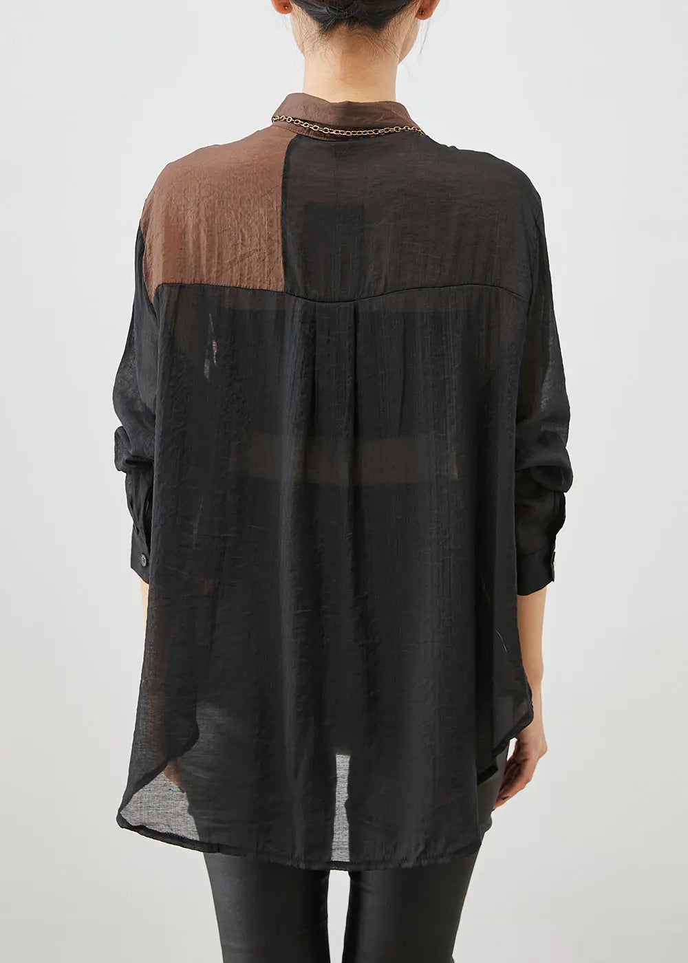 Art Colorblock Oversized Patchwork Cotton Shirt Fall Ada Fashion