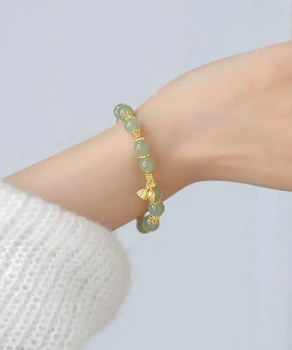 Art Cyan Jade Lotus Chain Bracelet Ada Fashion