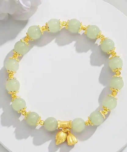 Art Cyan Jade Lotus Chain Bracelet Ada Fashion