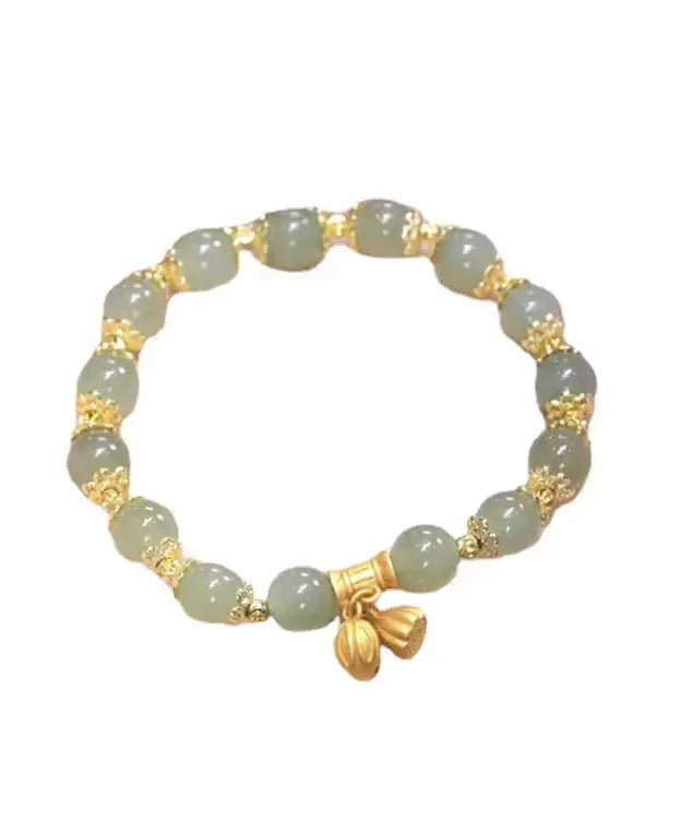 Art Cyan Jade Lotus Chain Bracelet Ada Fashion