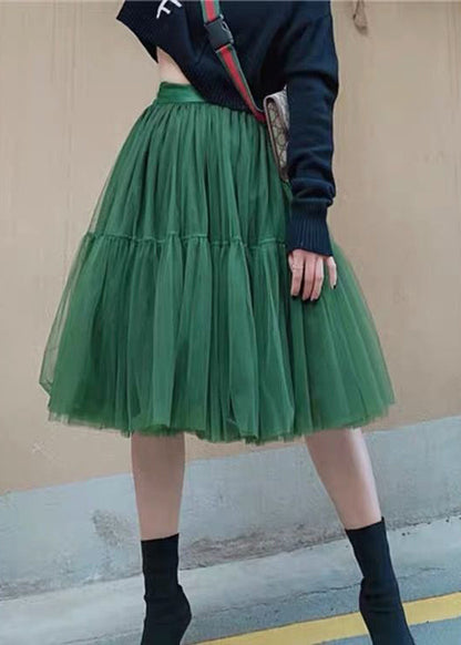 Art Dull Green Exra Large Hem Tulle Holiday Skirts Summer Ada Fashion