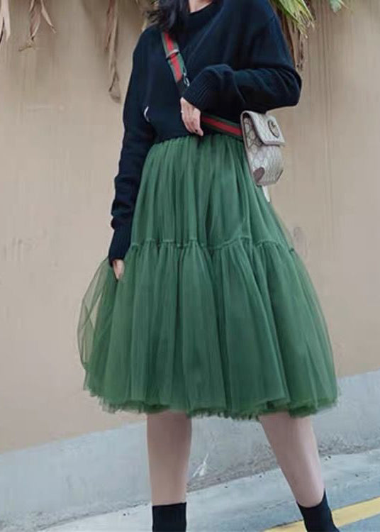 Art Dull Green Exra Large Hem Tulle Holiday Skirts Summer Ada Fashion