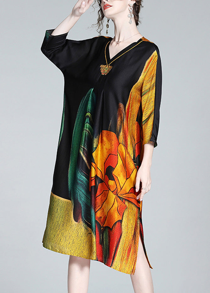 Art Embroideried Print Side Open Maxi Dress AC3019 - fabuloryshop