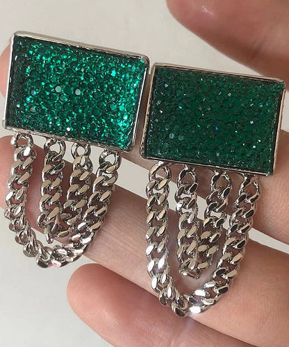 Art Emerald Green Copper Alloy Resin Chain Drop Earrings LY1809 - fabuloryshop