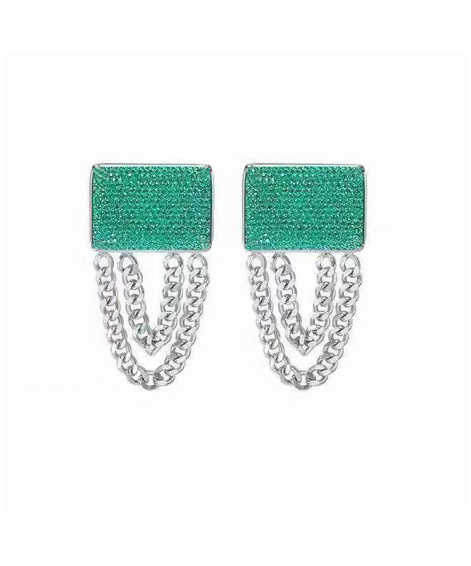 Art Emerald Green Copper Alloy Resin Chain Drop Earrings LY1809 - fabuloryshop