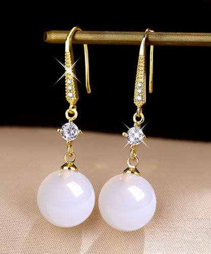 Art Green 14K Gold Agate Zircon Drop Earrings TW1055 - fabuloryshop