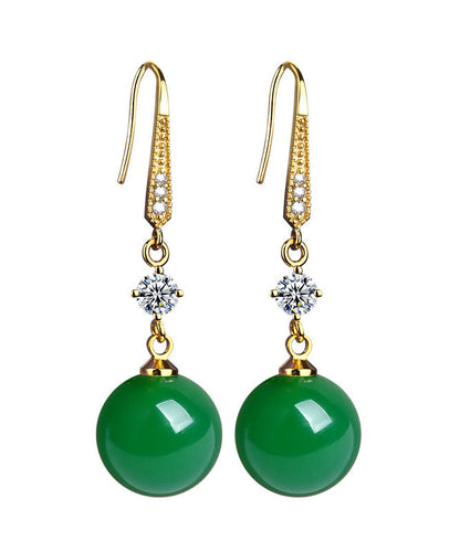 Art Green 14K Gold Agate Zircon Drop Earrings TW1055 - fabuloryshop