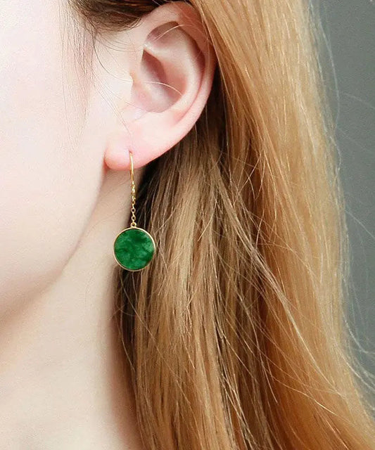 Art Green 18K Gold Jadeite Drop Earrings Ada Fashion