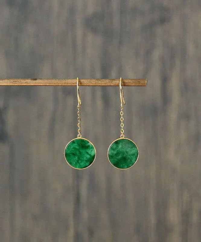 Art Green 18K Gold Jadeite Drop Earrings Ada Fashion