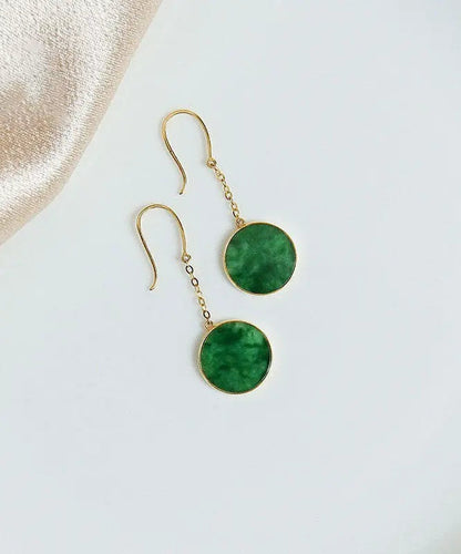 Art Green 18K Gold Jadeite Drop Earrings Ada Fashion