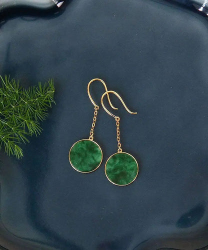 Art Green 18K Gold Jadeite Drop Earrings Ada Fashion