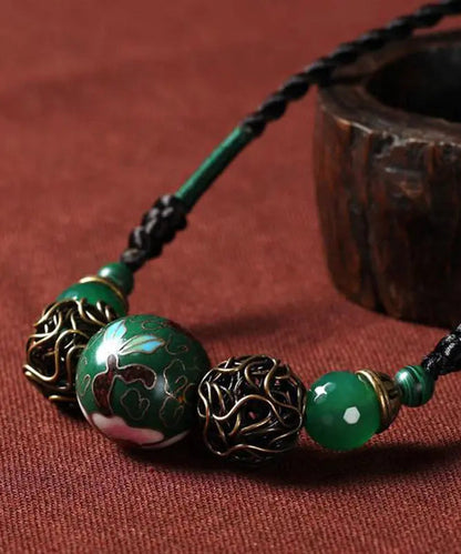 Art Green Agate Malachite Cloisonne Gratuated Bead Necklace Ada Fashion