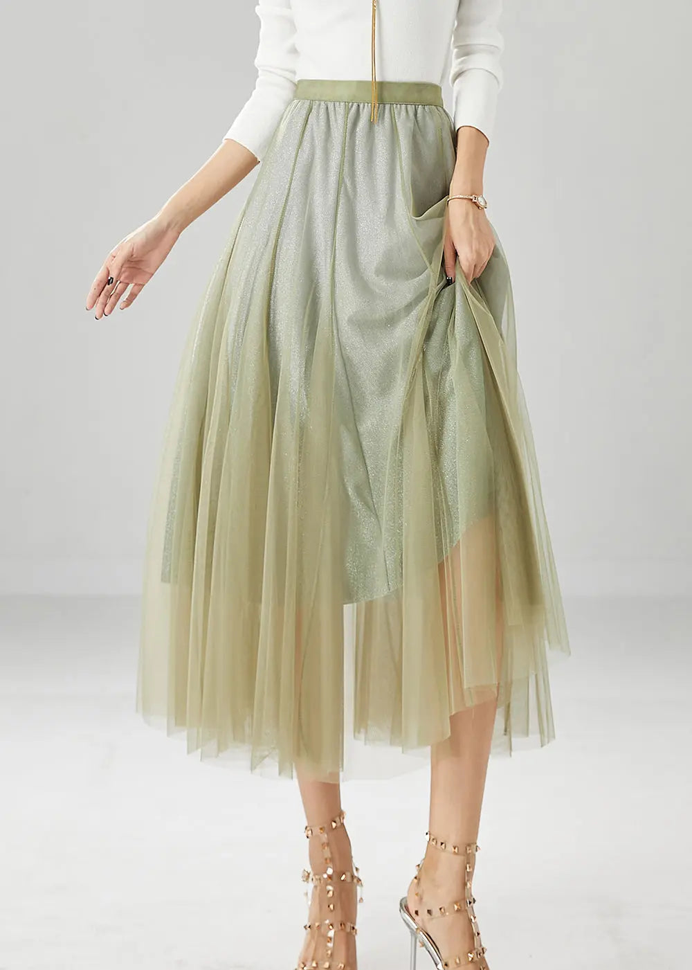 Art Green Exra Large Hem Tulle Skirt Summer Ada Fashion