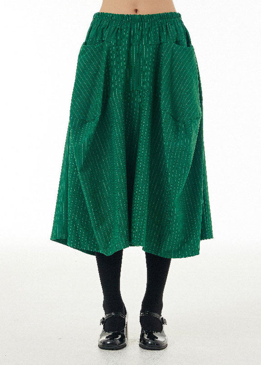 Art Green Striped Pockets Wrinkled Patchwork Cotton Wide Leg Pants Spring LY1147 - fabuloryshop