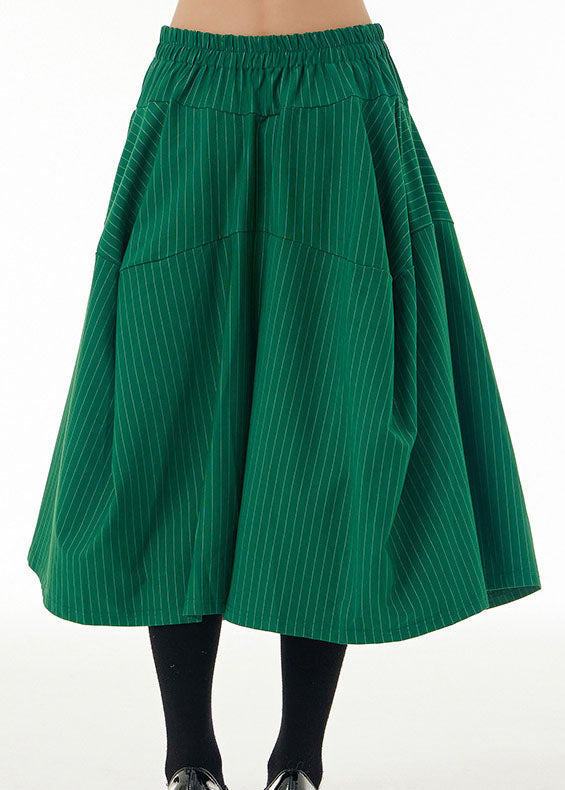 Art Green Striped Pockets Wrinkled Patchwork Cotton Wide Leg Pants Spring LY1147 - fabuloryshop