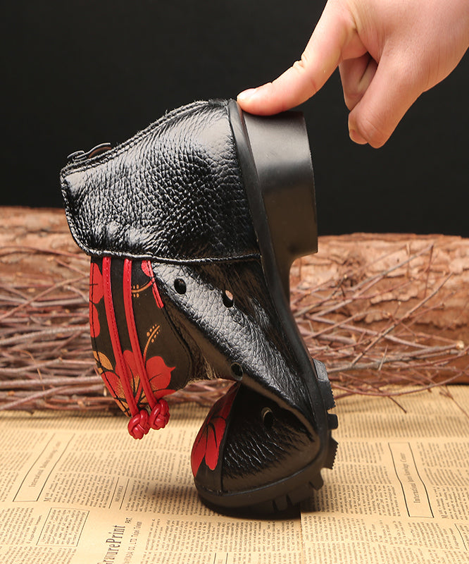 Art Hollow Out Cowhide Leather Boots Splicing Oriental Boots LY0245 - fabuloryshop