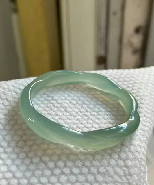 Art Light Green Chalcedony Agate Bangle Ada Fashion