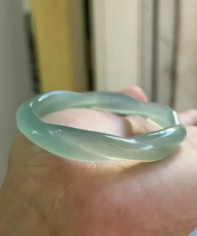 Art Light Green Chalcedony Agate Bangle Ada Fashion