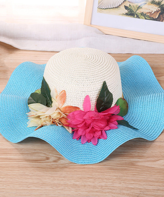 Art Orange Floral Straw Woven Floppy Sun Hat LY526 - fabuloryshop