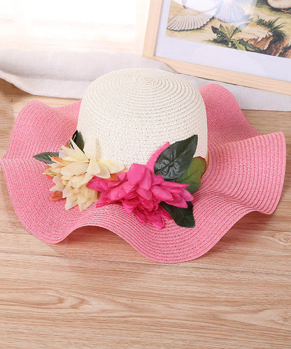 Art Orange Floral Straw Woven Floppy Sun Hat LY526 - fabuloryshop