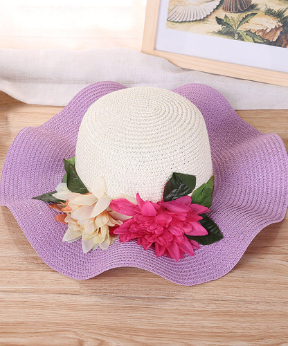 Art Orange Floral Straw Woven Floppy Sun Hat LY526 - fabuloryshop