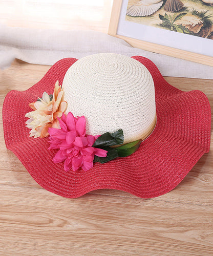 Art Orange Floral Straw Woven Floppy Sun Hat LY526 - fabuloryshop