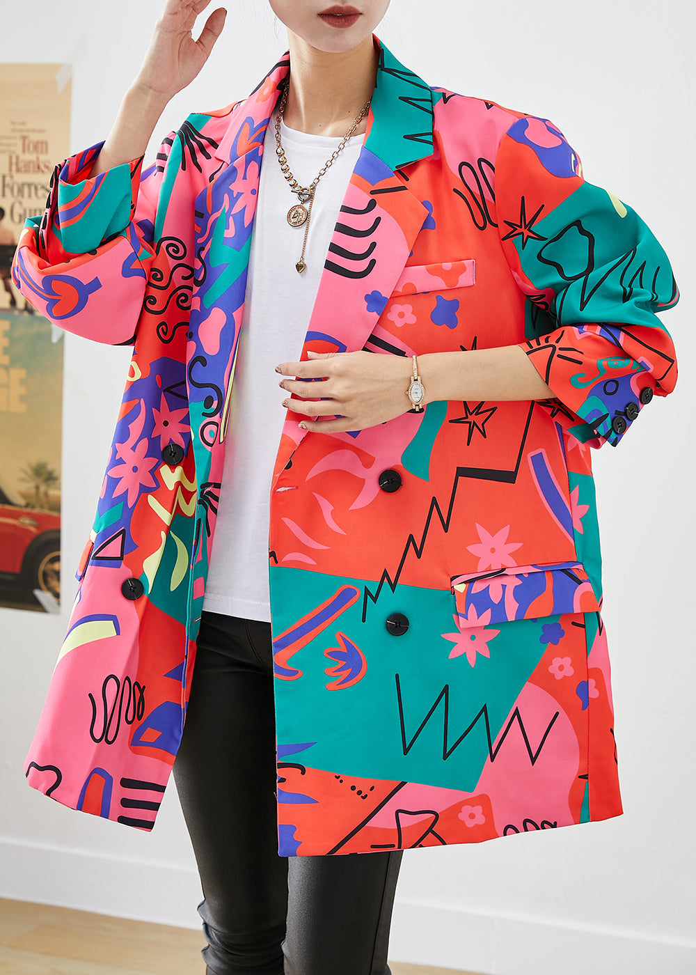 Art Original Design Lapel Print Spandex Coats Fall Ada Fashion