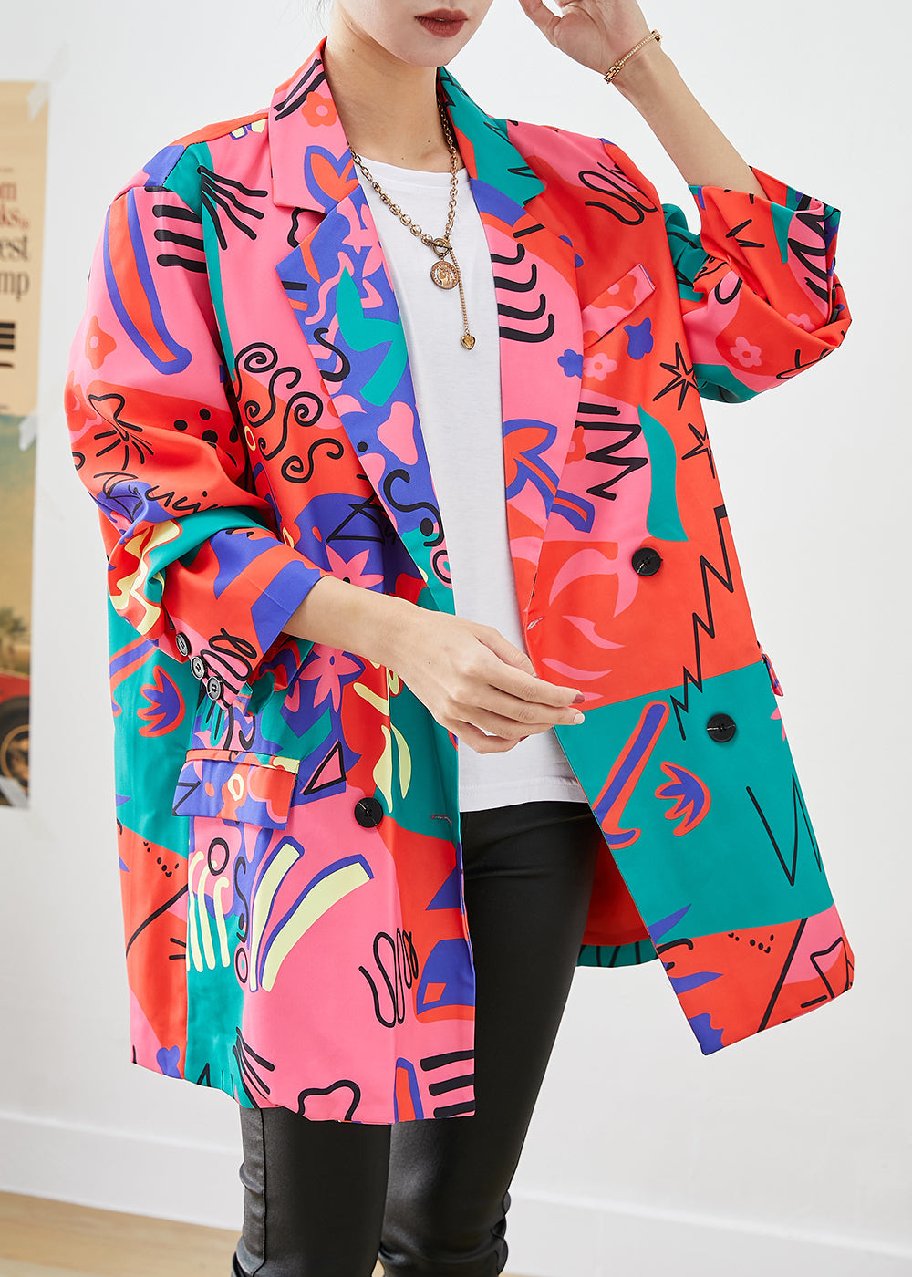 Art Original Design Lapel Print Spandex Coats Fall Ada Fashion