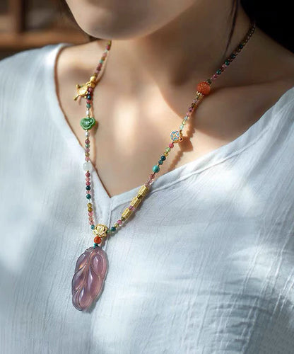 Art Rainbow Jade Agate Pendant Necklace Ada Fashion