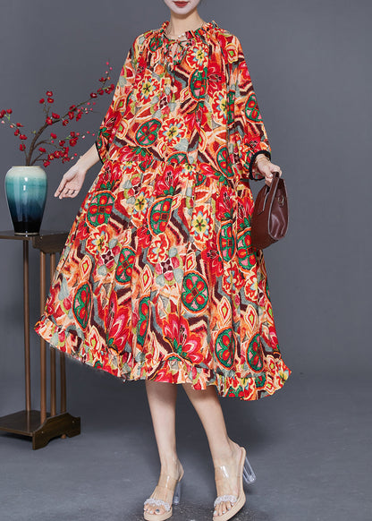 Art Red Oversized Print Exra Large Hem Robe Dresses Summer LY7662