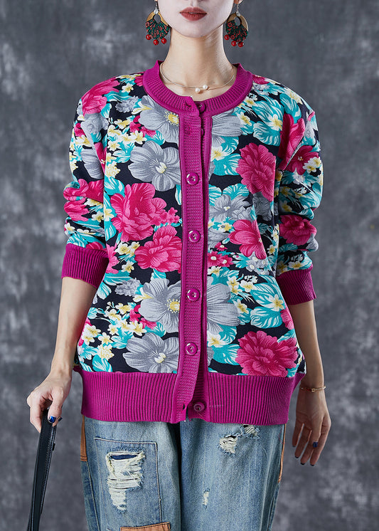 Art Rose Floral Print Thick Knit Sweaters Winter Ada Fashion